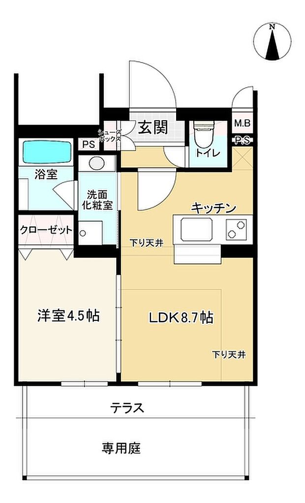 べラジオ西陣聚楽II(1LDK) 1階の間取り