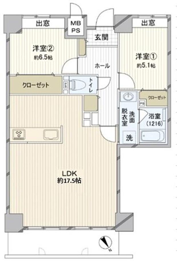 ファミールタワープラザ岡山イーストタワー(2LDK) 18階の間取り