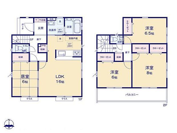 土地面積137.47？、建物面積103.5？?4LDKには人気の畳コーナーを設けています♪リビング16帖、家族が自然に集まる広さ。