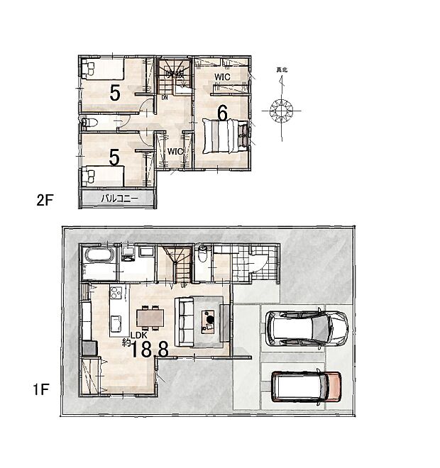 SUMiTASVitaの提供する『3LDK』の間取りです。キッチンからでも全体が見渡せる空間は、ご家族が過ごす場所として特別なものになるように仕上げました。