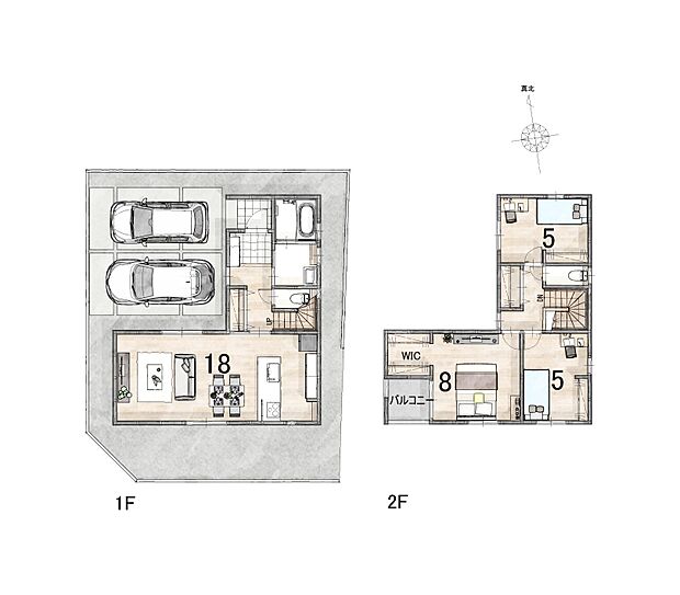 3SLDK、2階建ての木造です♪廊下に収納スペース・2階にウォークインクローゼットがある、家族の使いやすい間取りになっております♪内観で是非ご体感下さい♪