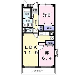 メゾン・ド・バーム 2LDKの間取図画像