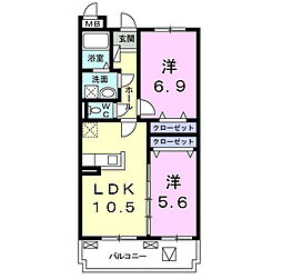 フェリーチェ 2LDKの間取図画像
