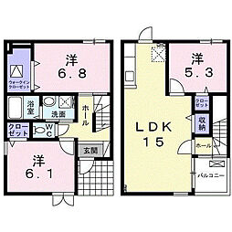 ビレッジヒル　X 1階3LDKの間取り