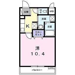 サクラドエリング 1Kの間取図画像
