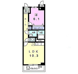 プラシードパラッツォ 1LDKの間取図画像