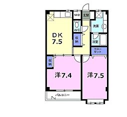 ヒルトップレジデンス 2階2DKの間取り