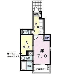 ジェルメメゾン 1SKの間取図画像