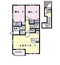 アルドーレ2 2LDKの間取図画像