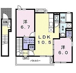 ブッシュ　クローバー　V 2階2LDKの間取り