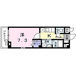 ハピネス福島 1Kの間取図画像
