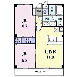 インフィニート 2階2LDKの間取り