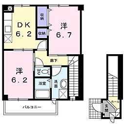 ノイ自由ケ丘 2DKの間取図画像
