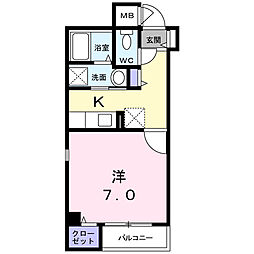 ルミエール野里 1Kの間取図画像