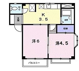 イマージュ吉武 2Kの間取図画像