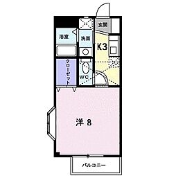 ラ・プラース本庄 1Kの間取図画像