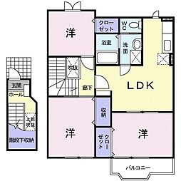 ウィンド　ヒル　Ｂ 2階3LDKの間取り