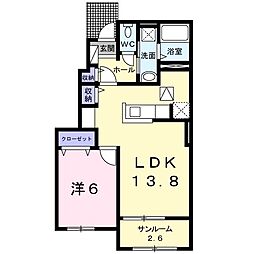 アビィ・ロ−ド　Ａ 1階1LDKの間取り