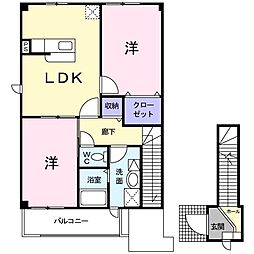 カーサ・セレノB 2LDKの間取図画像