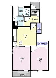 サンシャインマキA 2DKの間取図画像
