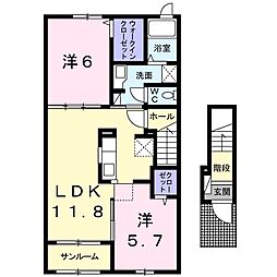 ベルメール 2LDKの間取図画像