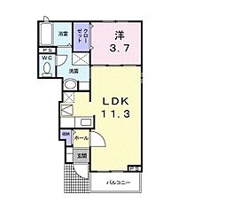 ソーレ・カーサ 1LDKの間取図画像