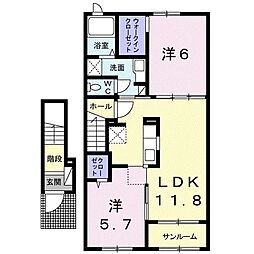 ディアコート和 2LDKの間取図画像