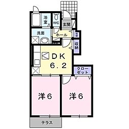 アバンツァ−トＭ　II 1階2DKの間取り