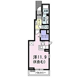 グランド　ソレイユ　協和II 1階ワンルームの間取り