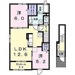 ナチュールアルモニーA 2LDKの間取図画像