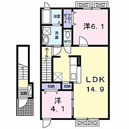 サン　ブライト 2階2LDKの間取り