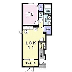 フローラル 1LDKの間取図画像