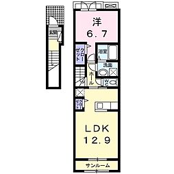 サンライズプレイス 1LDKの間取図画像