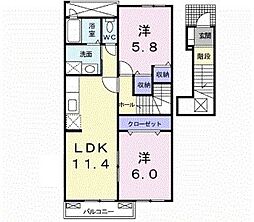 エアリーサンシャイン 2LDKの間取図画像