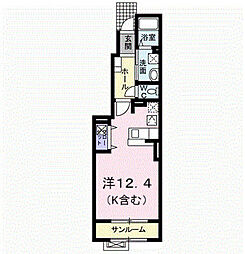 エアリー1 ワンルームの間取図画像