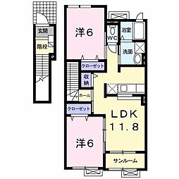 プロムナードY 2LDKの間取図画像