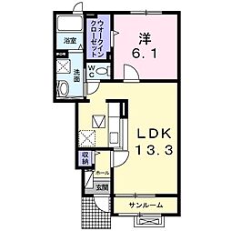 サンク・ラフィーユ1 1LDKの間取図画像