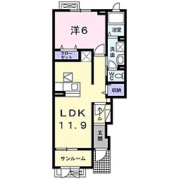シンシア2 1LDKの間取図画像