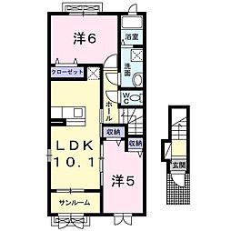 コンセール 2階2LDKの間取り