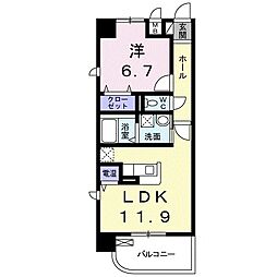 ヴィラ・村雨 1LDKの間取図画像
