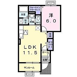 アルモニーC 1LDKの間取図画像