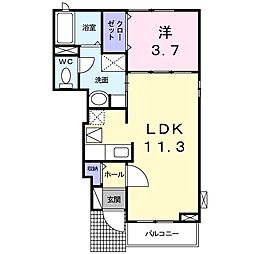 サウスビューフジ 1LDKの間取図画像