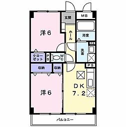 シルクコート 2DKの間取図画像