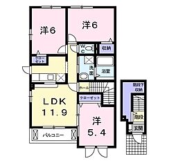 サンキャッスルS2 3LDKの間取図画像