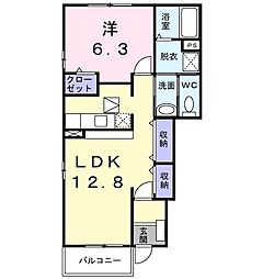 アクティフジェルメ2 1LDKの間取図画像