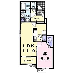 グリュック 1LDKの間取図画像