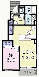 ブリラテラ・ルーナ1 1LDKの間取図画像