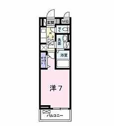 サンライズ国分寺A 1Kの間取図画像