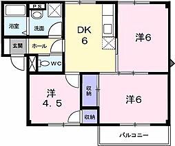 プラドール浜田 3DKの間取図画像