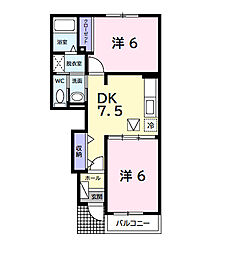 サンシャイン 2DKの間取図画像